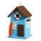 Glitzhome® 10" Modern Blue Wood Beach Hut Birdhouse